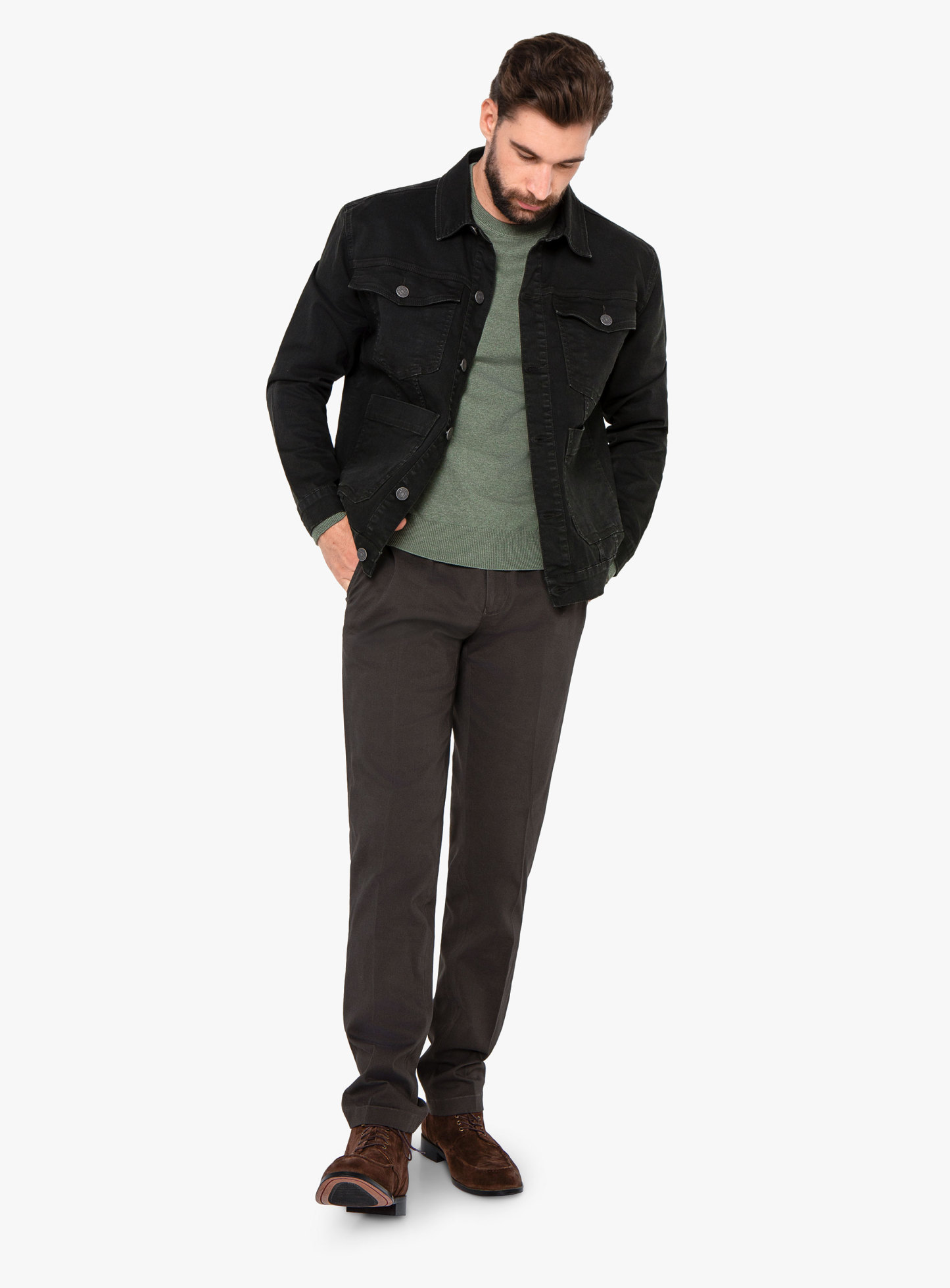 Men {collection_title} Alessio Dark Olive Denim Jacket Peter Jackson