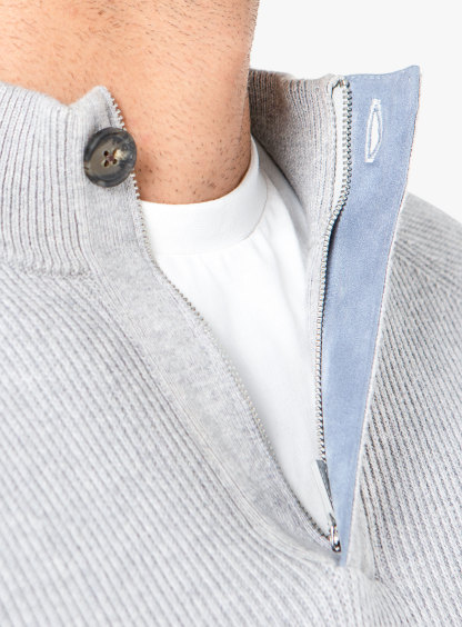 Belluno Ash Cotton/Cashmere ¼ Zip Knit