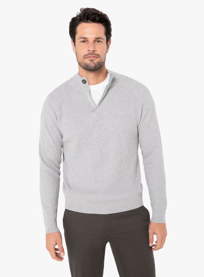 Belluno Ash Cotton/Cashmere ¼ Zip Knit