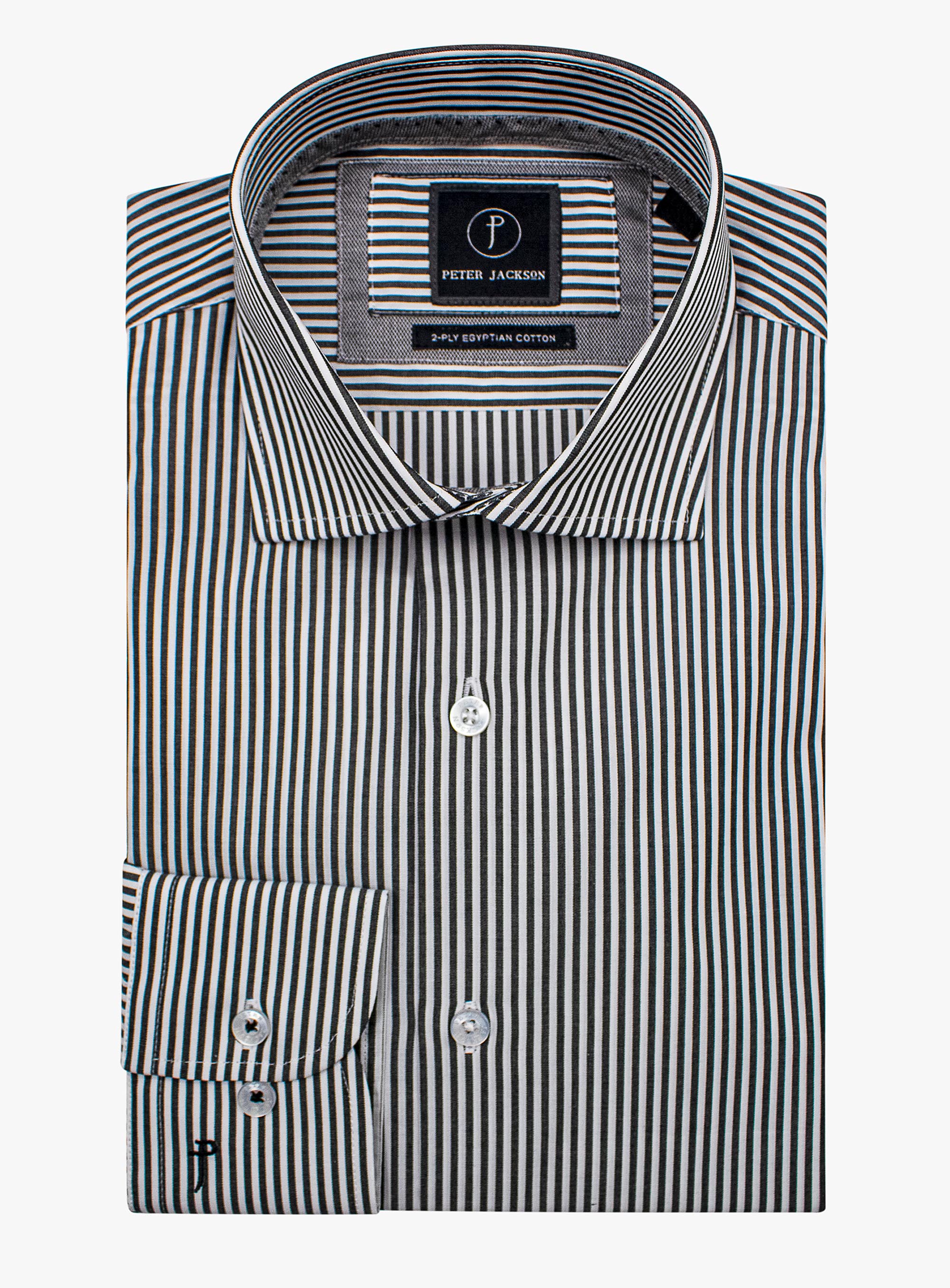 Men {collection_title} Milan Slim Black Stripe Shirt Peter Jackson