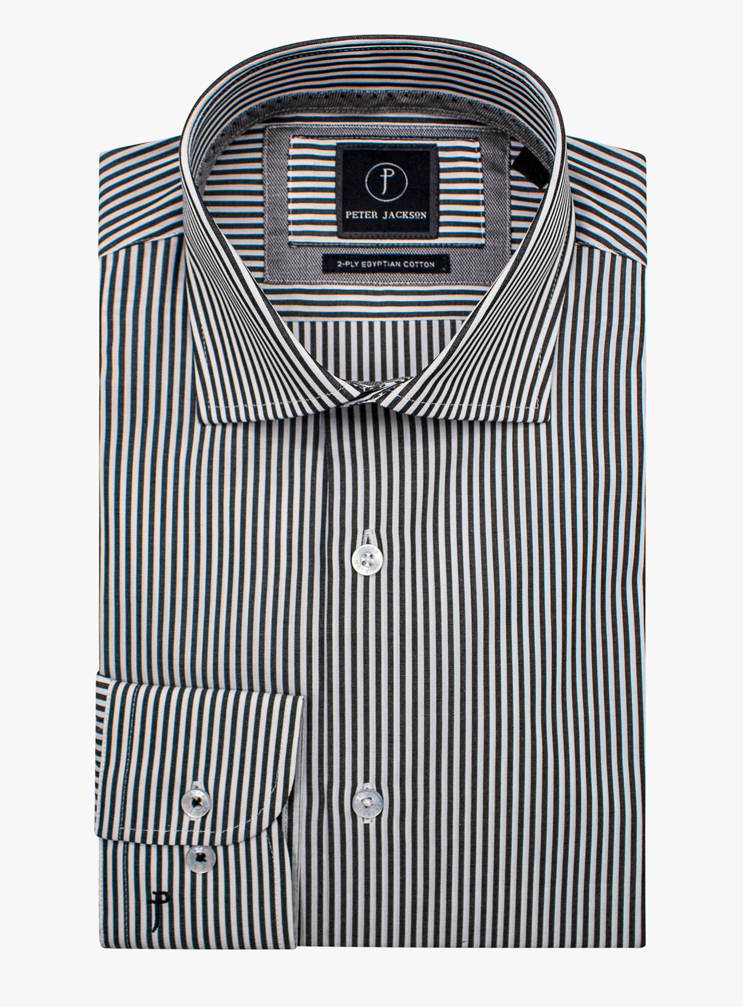 Men {collection_title} Milan Slim Black Stripe Shirt Peter Jackson