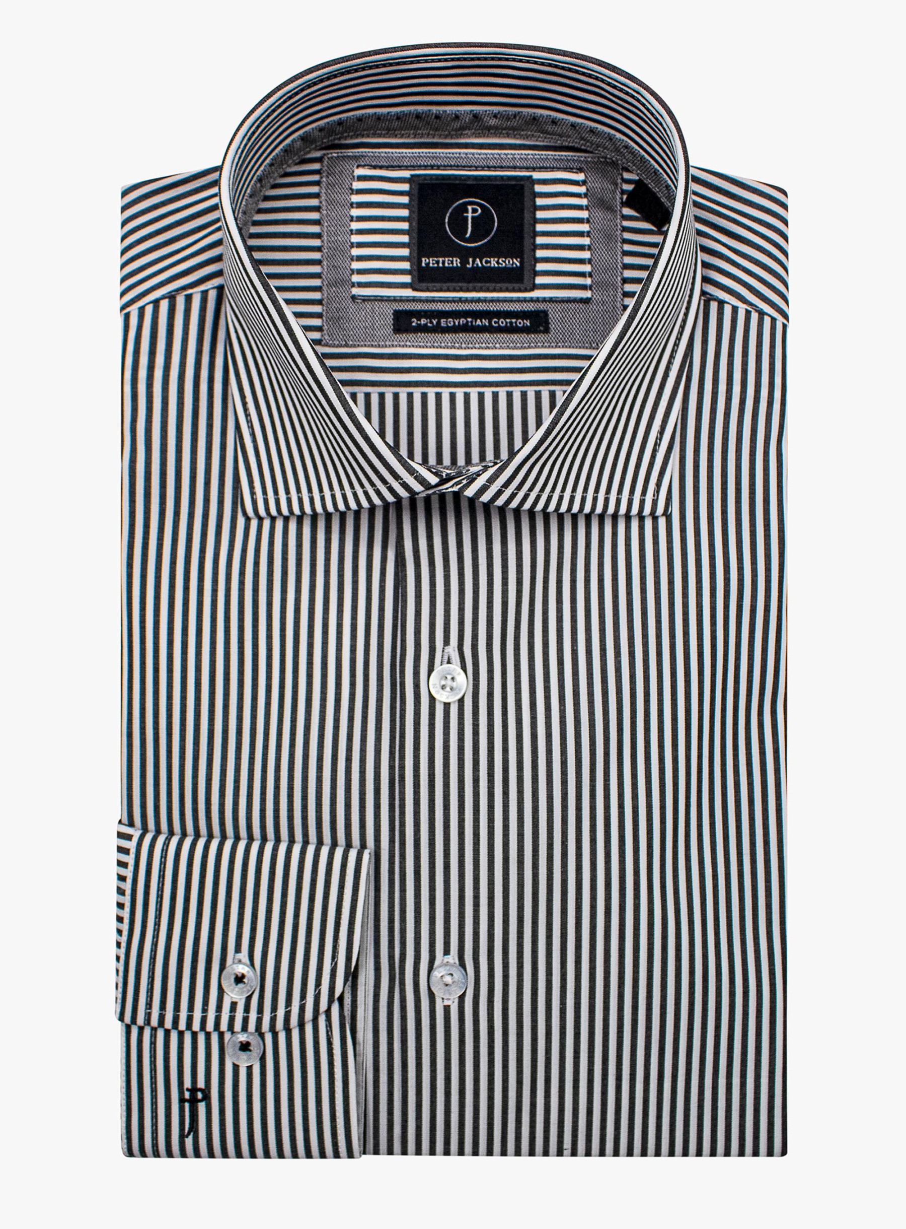 Men {collection_title} Milan Slim Black Stripe Shirt Peter Jackson