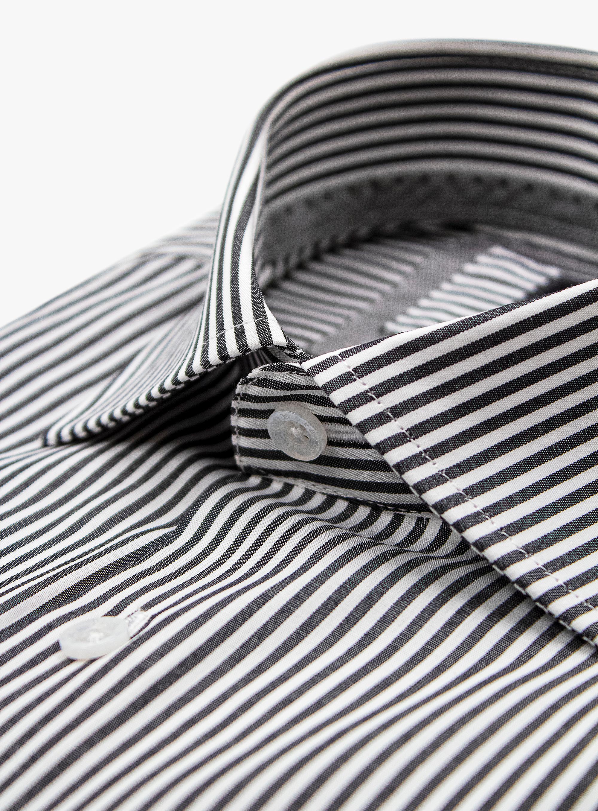 Men {collection_title} Milan Slim Black Stripe Shirt Peter Jackson