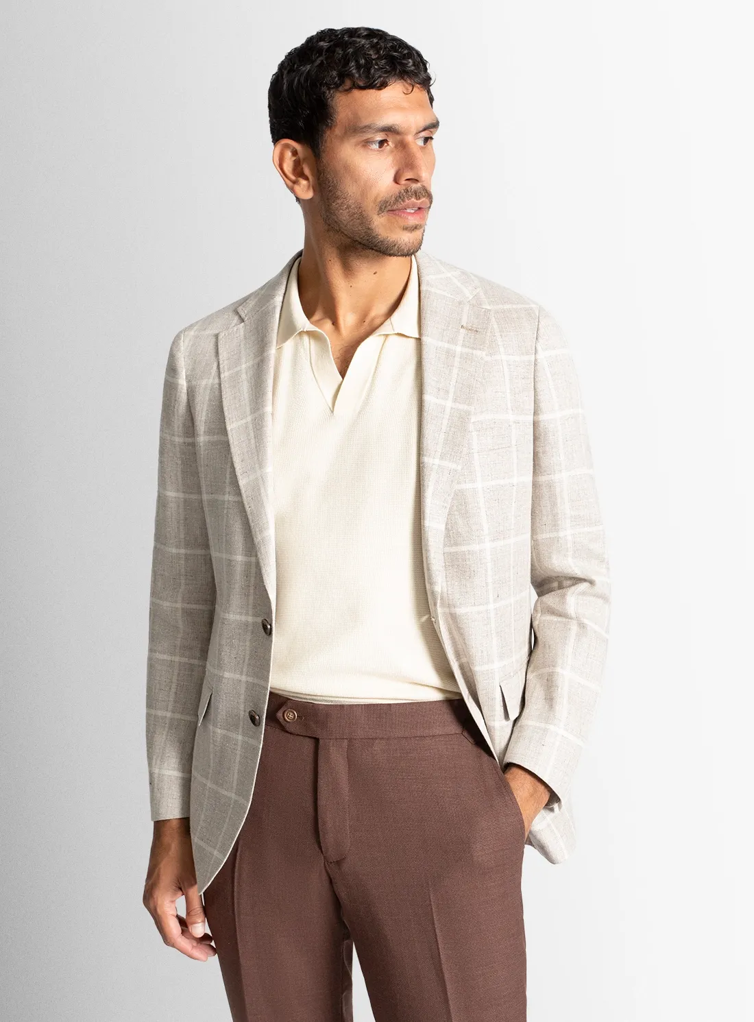 Vicenzo Oat Plaid Jacket