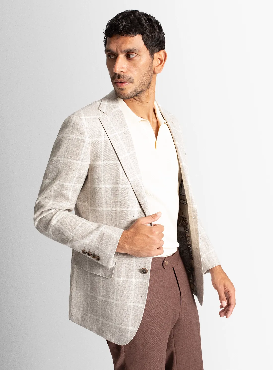Vicenzo Oat Plaid Jacket