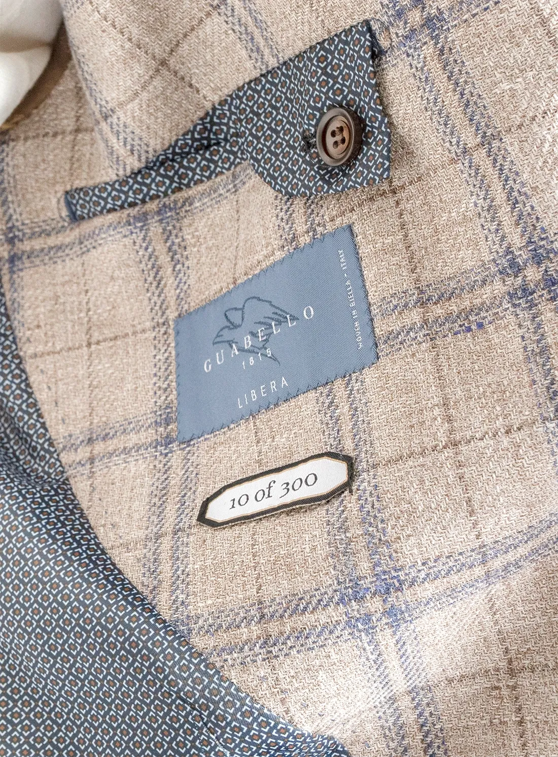 Vicenzo Taupe Blue Plaid Jacket
