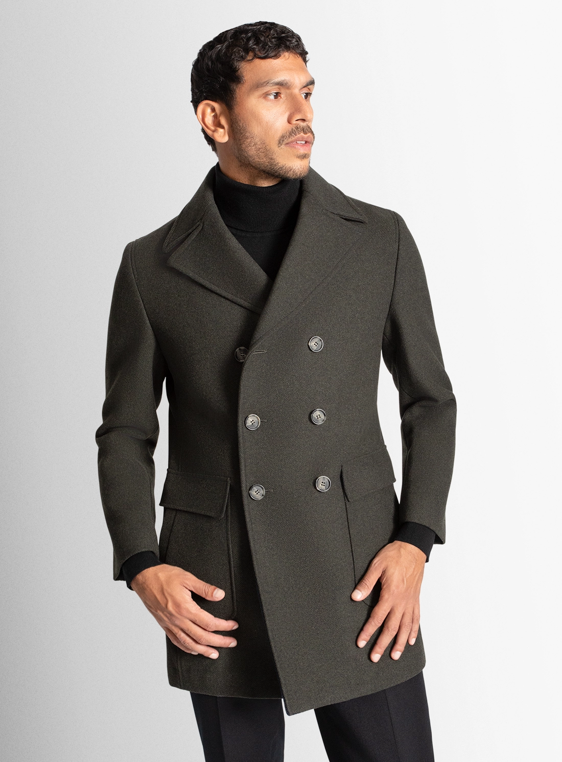 Tesero Olive Twill Overcoat