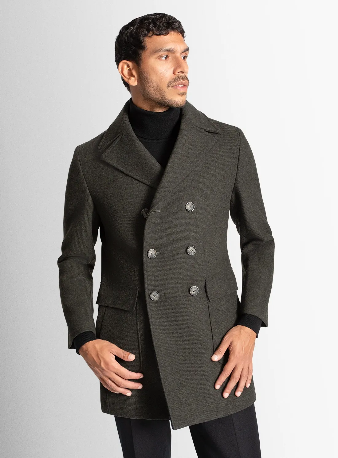 Tesero Olive Twill Overcoat