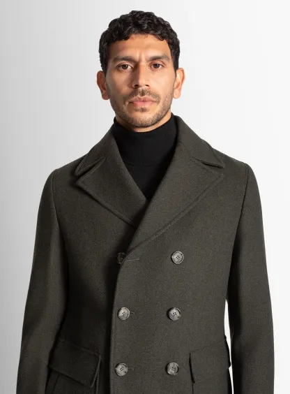 Tesero Olive Twill Overcoat