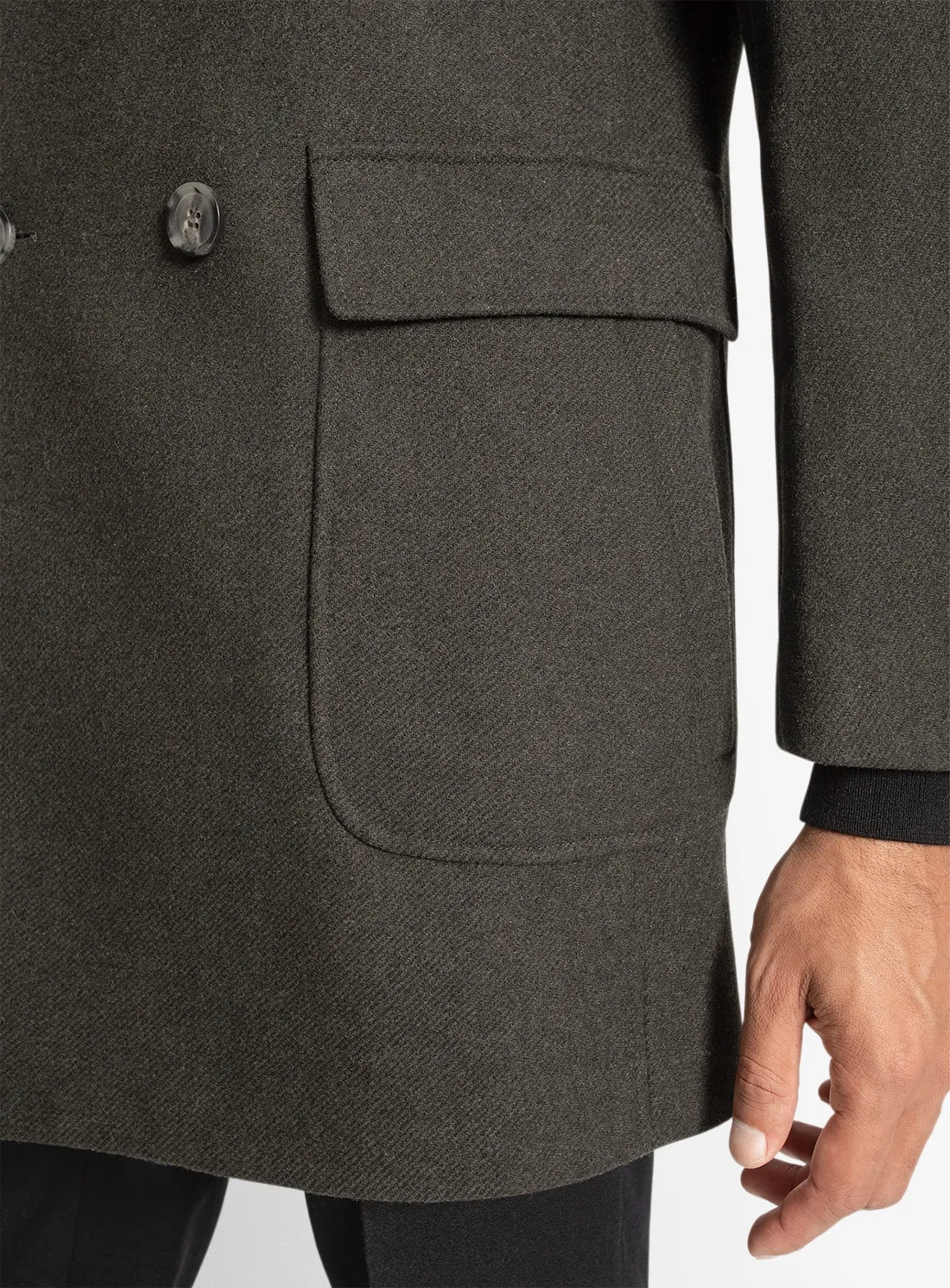 Tesero Olive Twill Overcoat