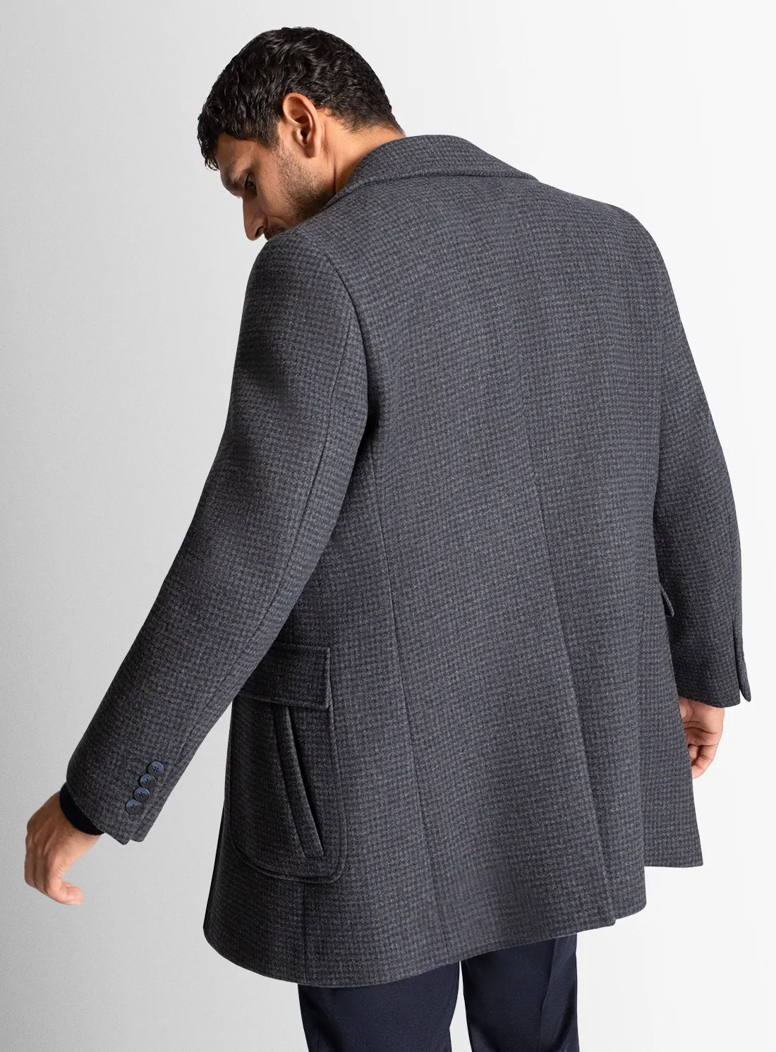 Asiago Navy Wool Pile Overcoat