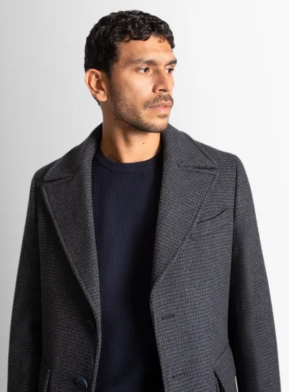 Asiago Navy Wool Pile Overcoat