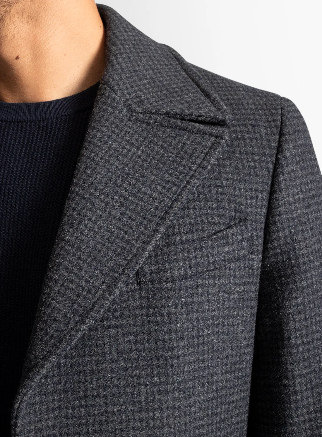 Asiago Navy Wool Pile Overcoat