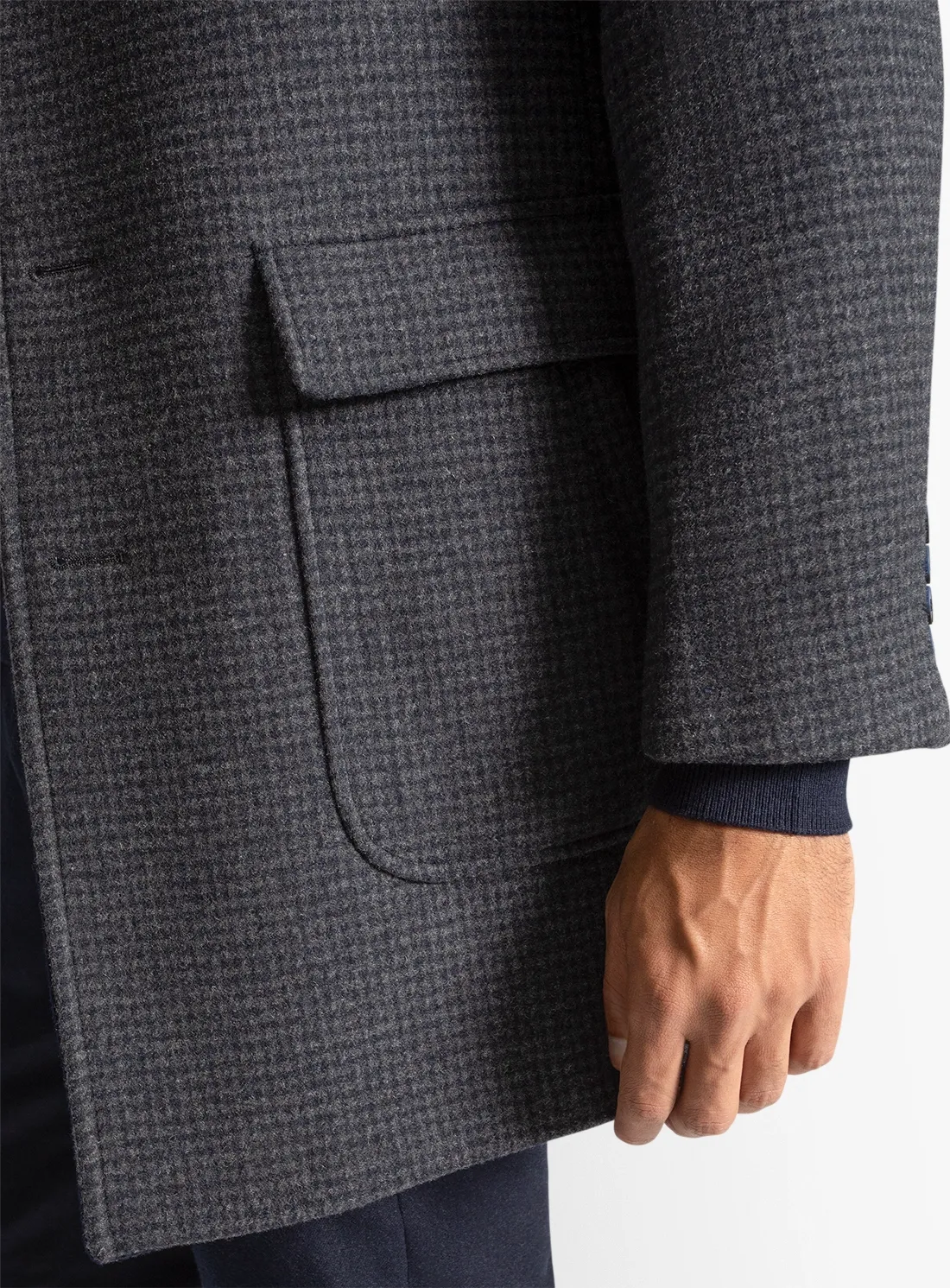Asiago Navy Wool Pile Overcoat