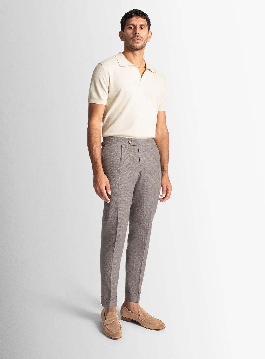 Sienna Puppytooth Chocolate Brown Trousers