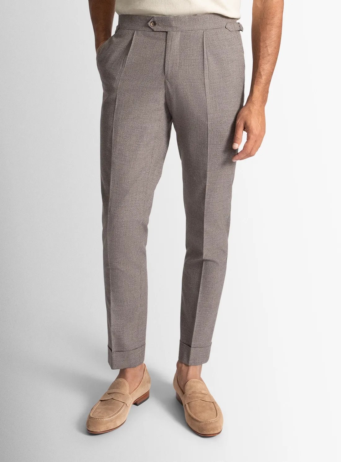 Sienna Puppytooth Chocolate Brown Trousers