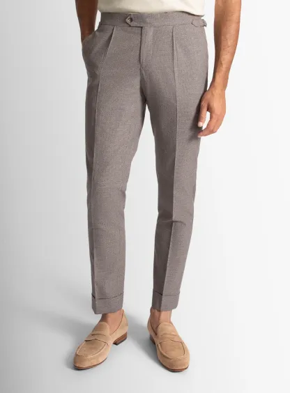 Sienna Puppytooth Chocolate Brown Trousers