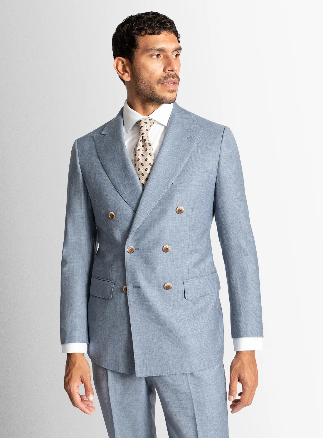 Tommaso Double Breasted Sky Suit