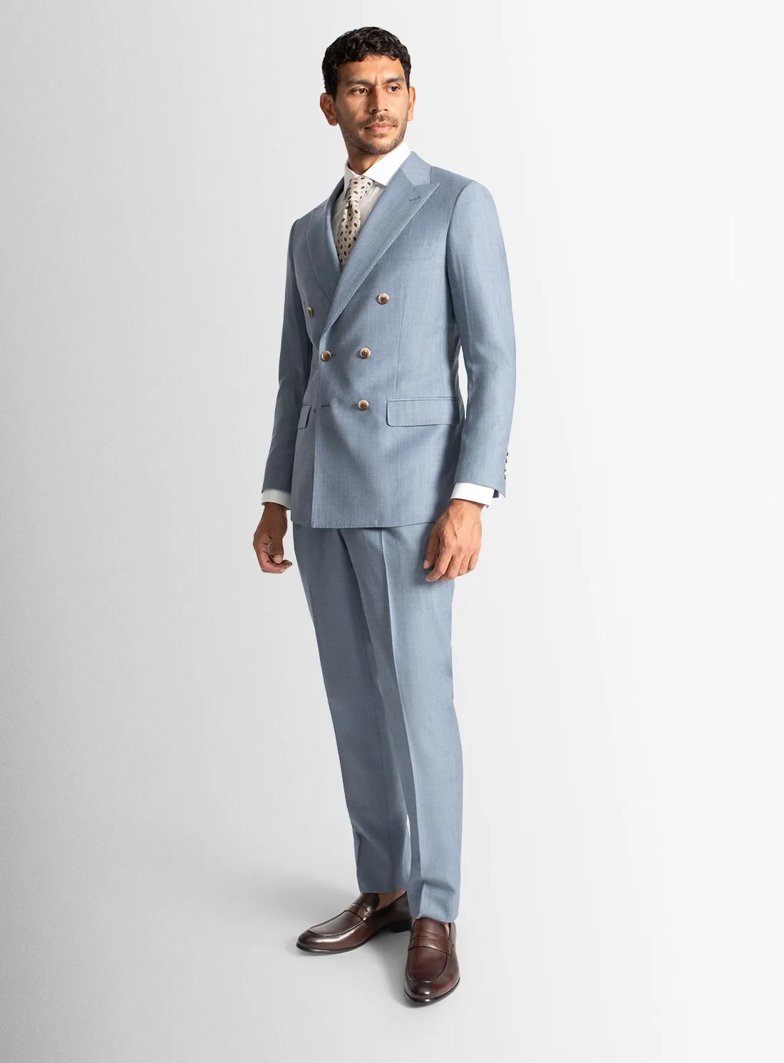 Tommaso Double Breasted Sky Suit