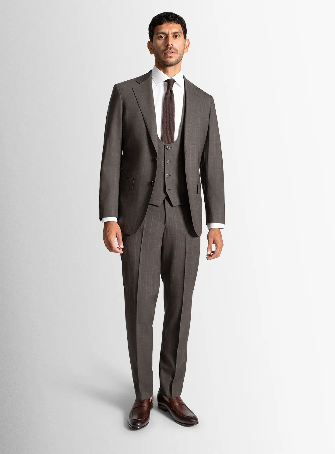 Belnades Striped Chocolate Brown Suit