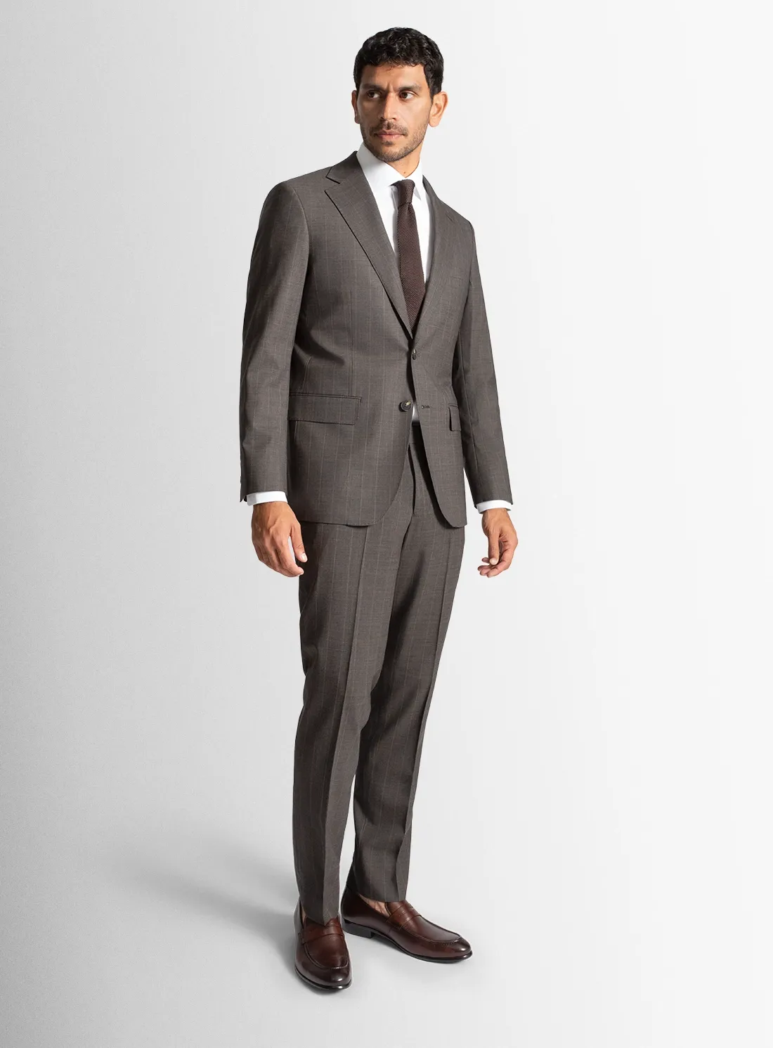 Belnades Striped Chocolate Brown Suit