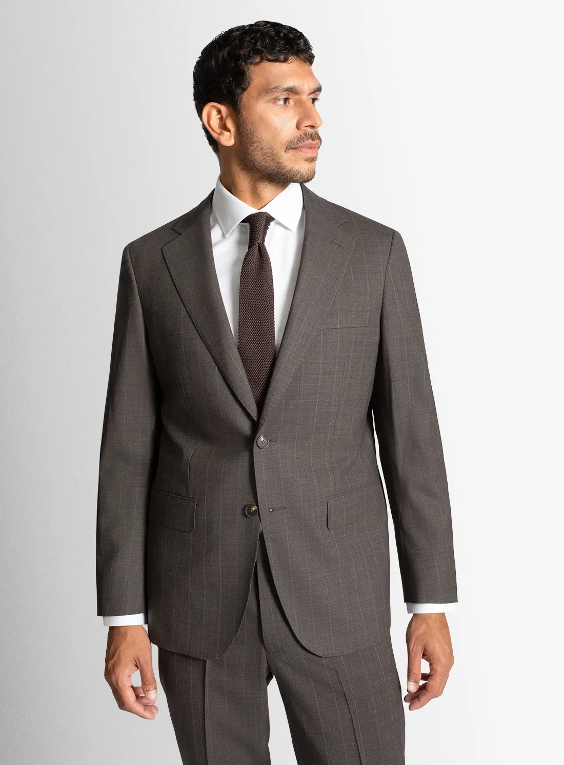 Belnades Striped Chocolate Brown Suit