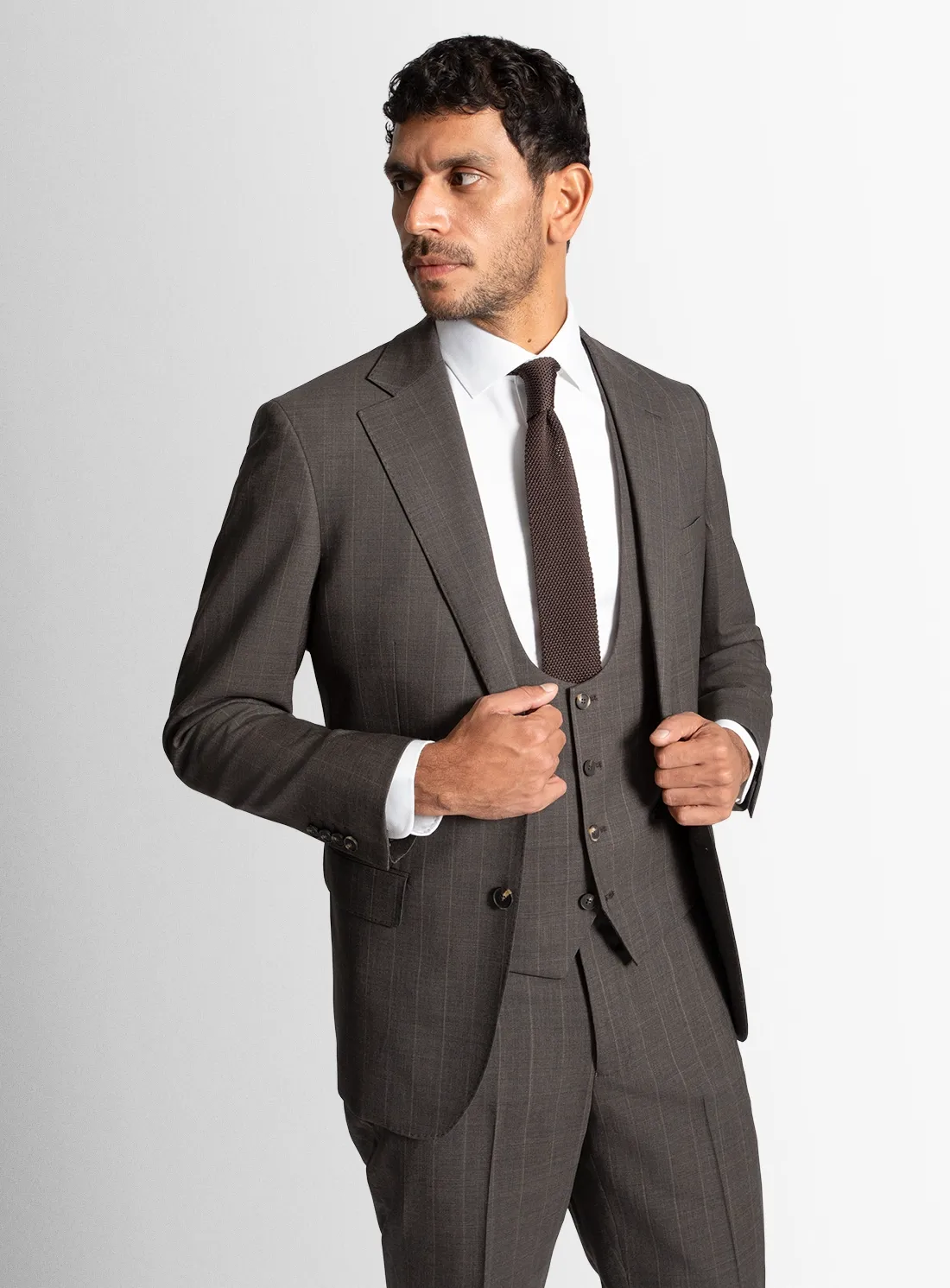 Belnades Striped Chocolate Brown Suit