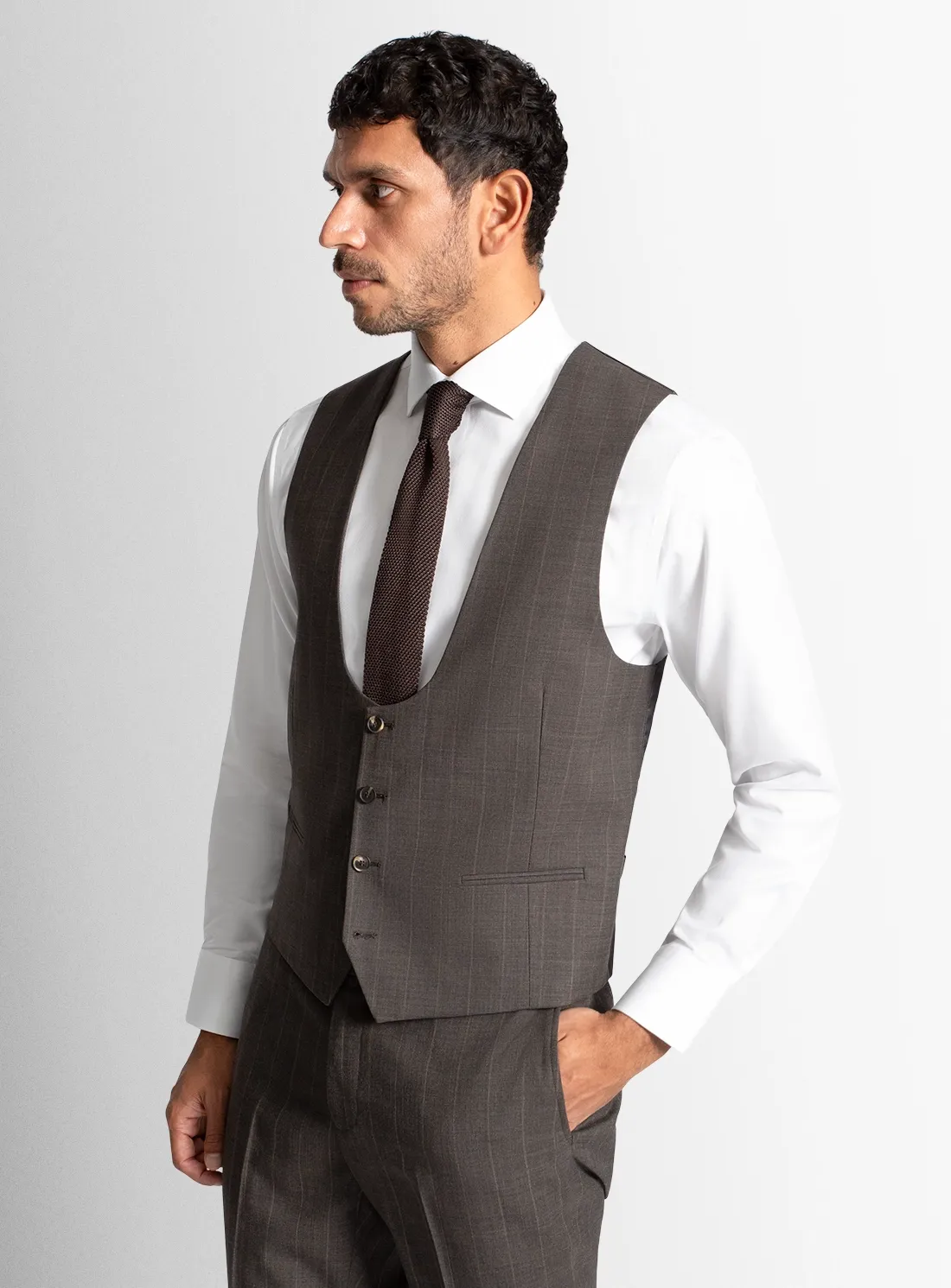 Ortona Striped Chocolate Brown Vest
