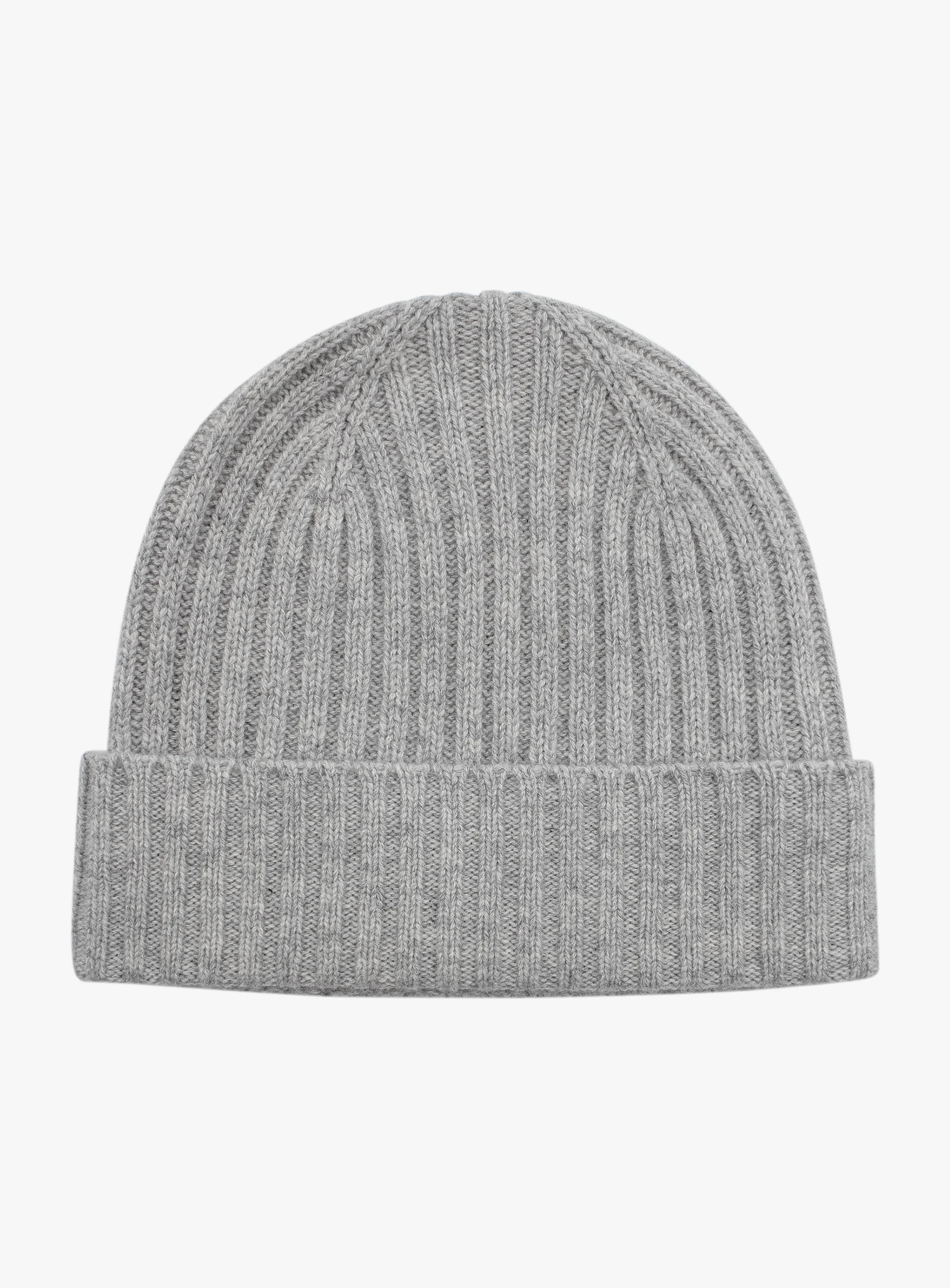 Oatmeal Wool-Cashmere Ribbed Beanie