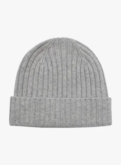 Oatmeal Wool-Cashmere Ribbed Beanie