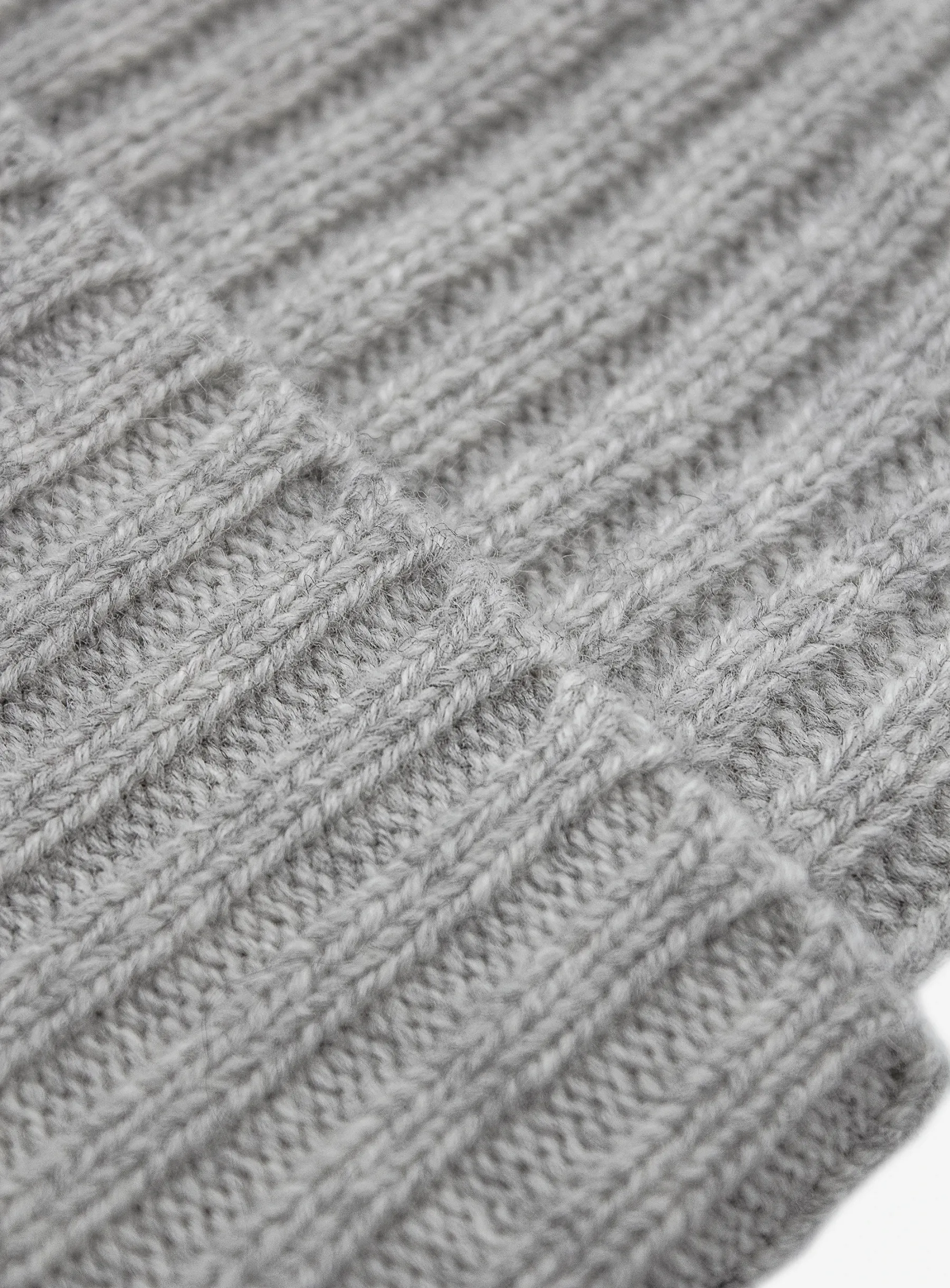 Oatmeal Wool-Cashmere Ribbed Beanie