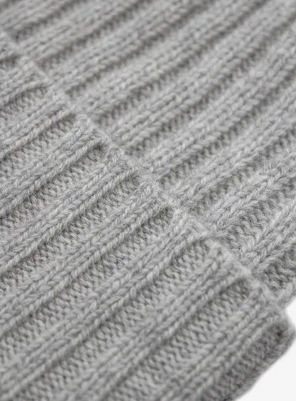 Oatmeal Wool-Cashmere Ribbed Beanie