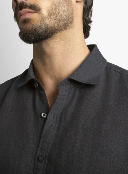 Verano Black Washed Linen Shirt