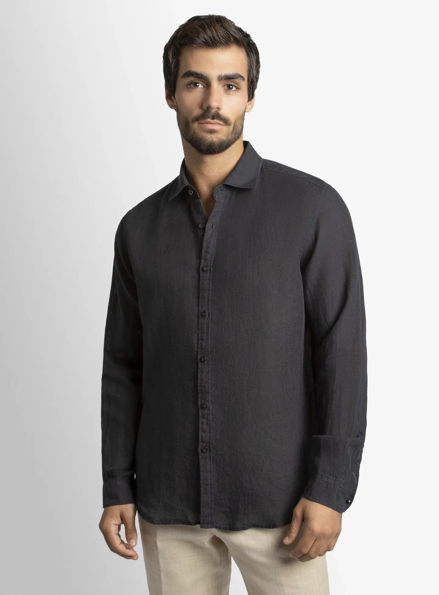 Verano Black Washed Linen Shirt