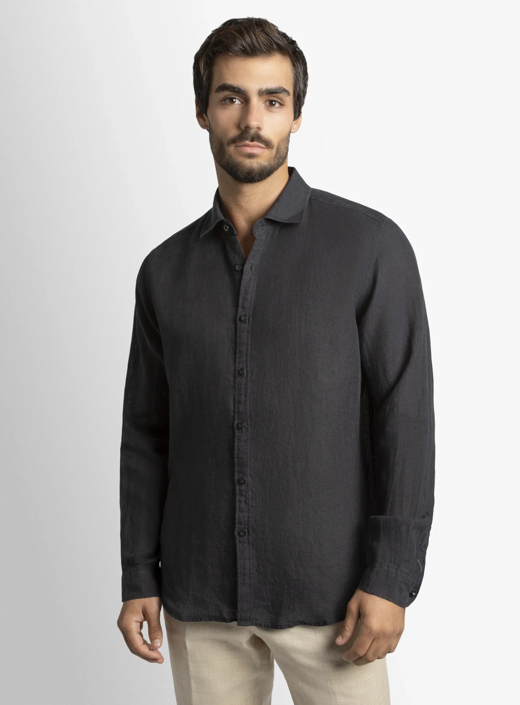 Verano Black Washed Linen Shirt