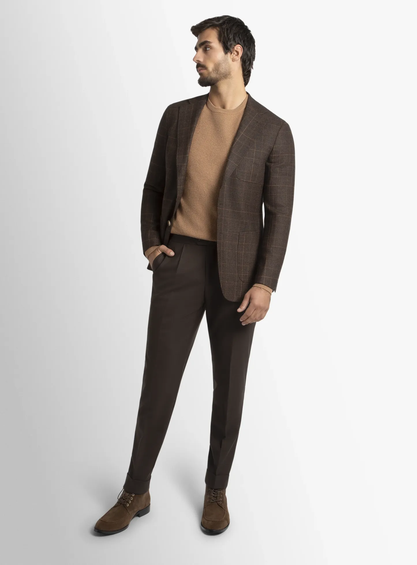 Luzio Choc/Ginger Plaid Milled Finish Jacket
