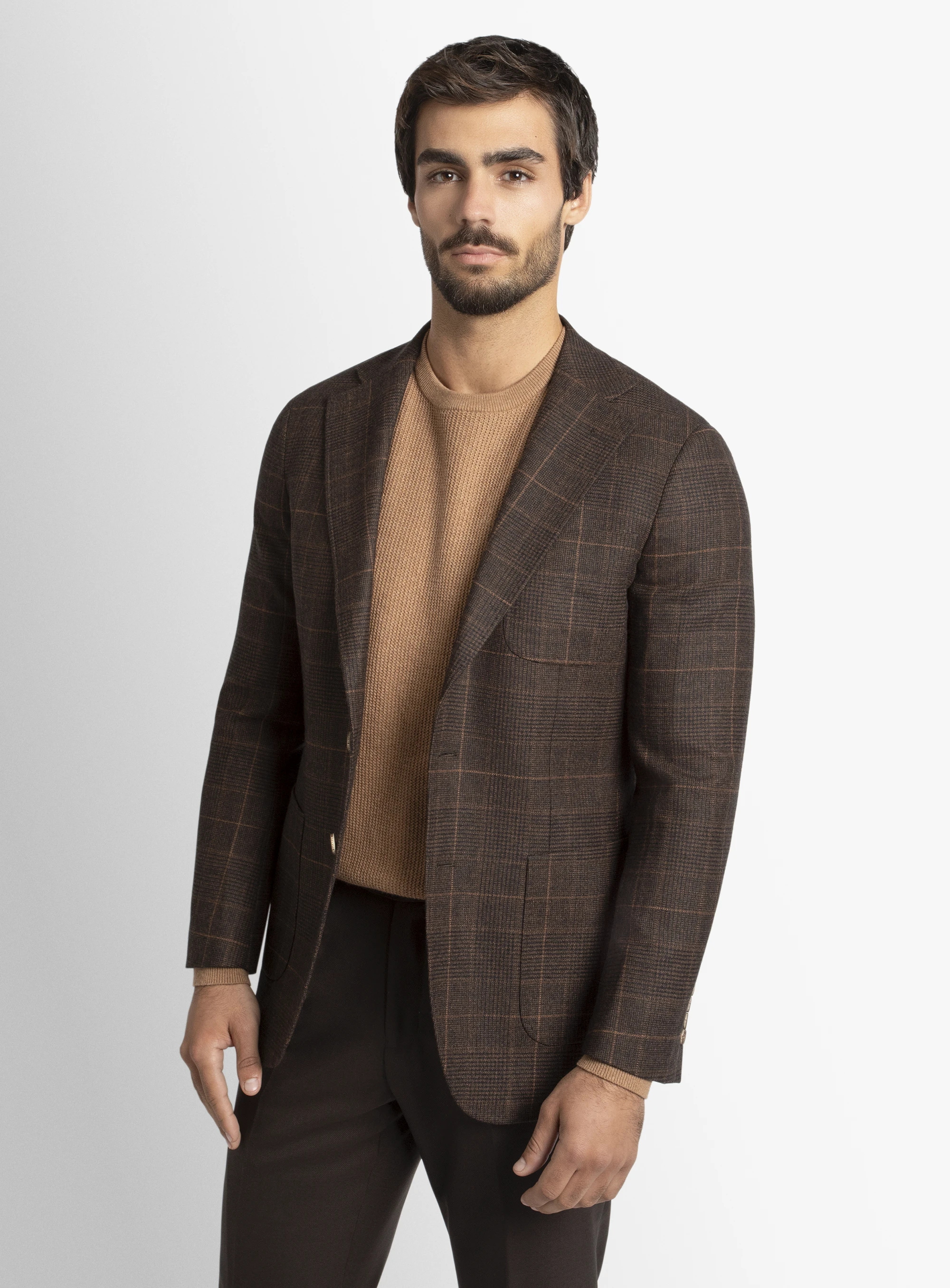 Luzio Choc/Ginger Plaid Milled Finish Jacket