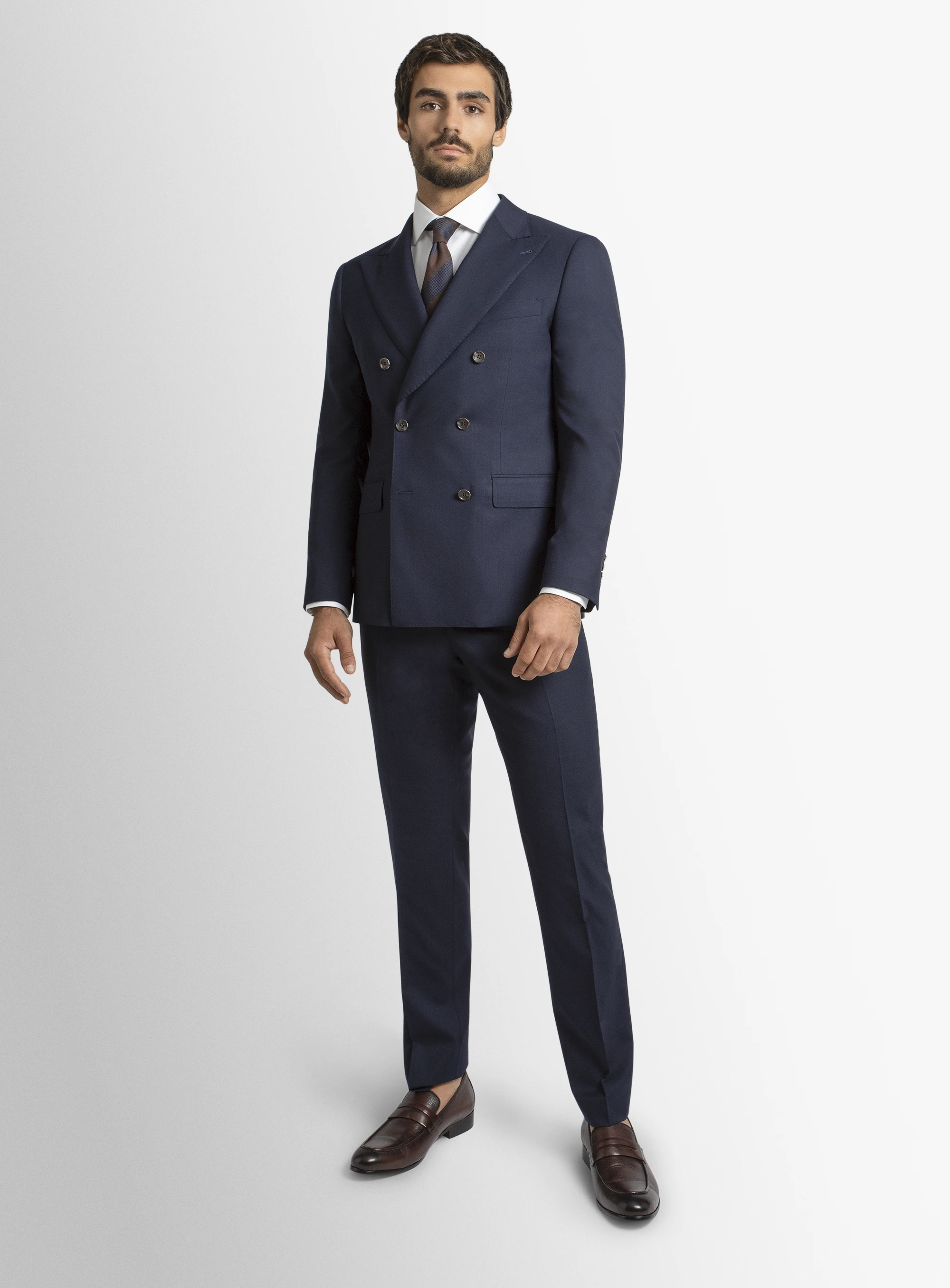 Positano Twill Double Breasted Navy Suit Jacket