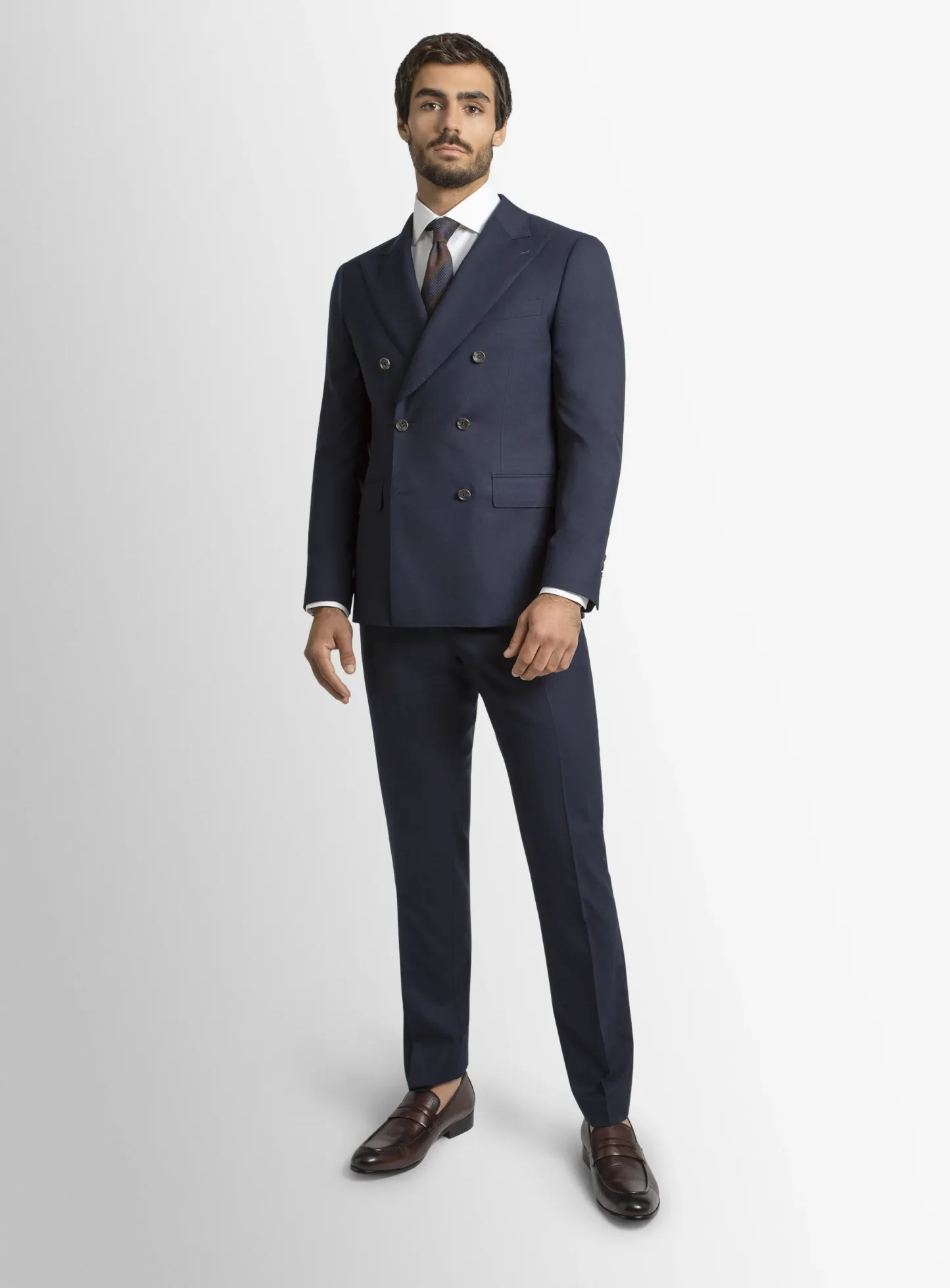 Positano Twill Double Breasted Navy Suit Jacket