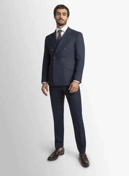 Positano Twill Double Breasted Navy Suit Jacket