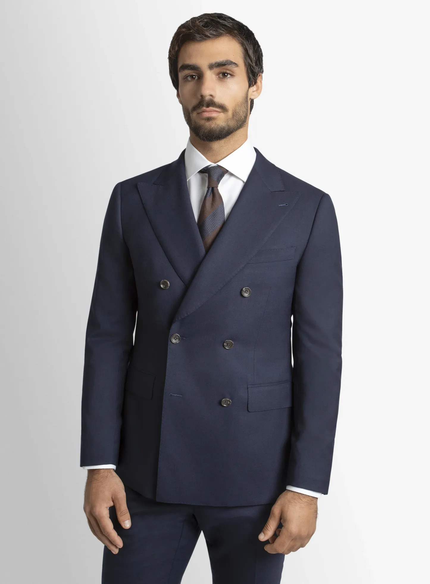 Positano Twill Double Breasted Navy Suit Jacket