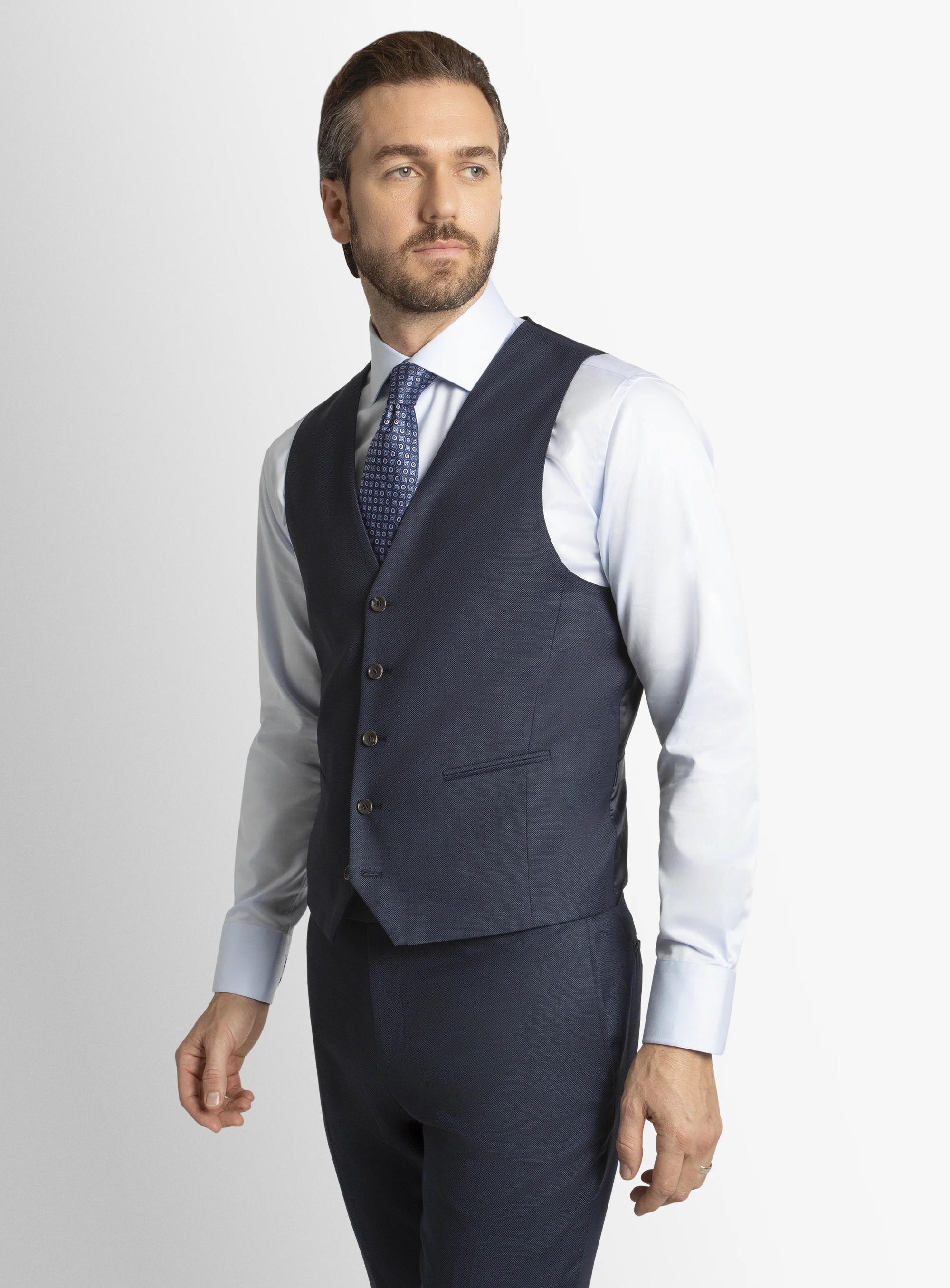 Cayman Navy Blue Birdseye Vest