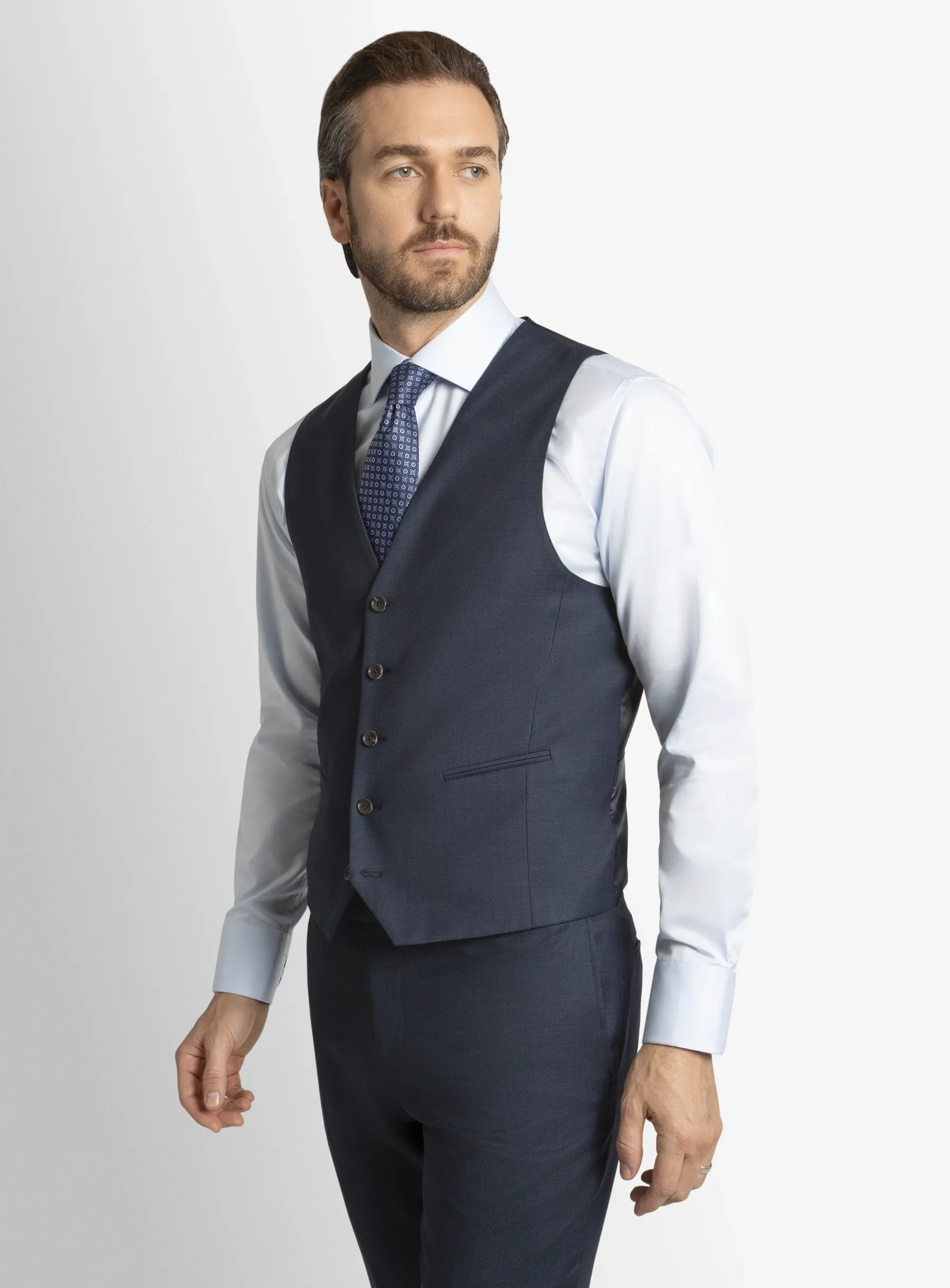 Cayman Navy Blue Birdseye Vest