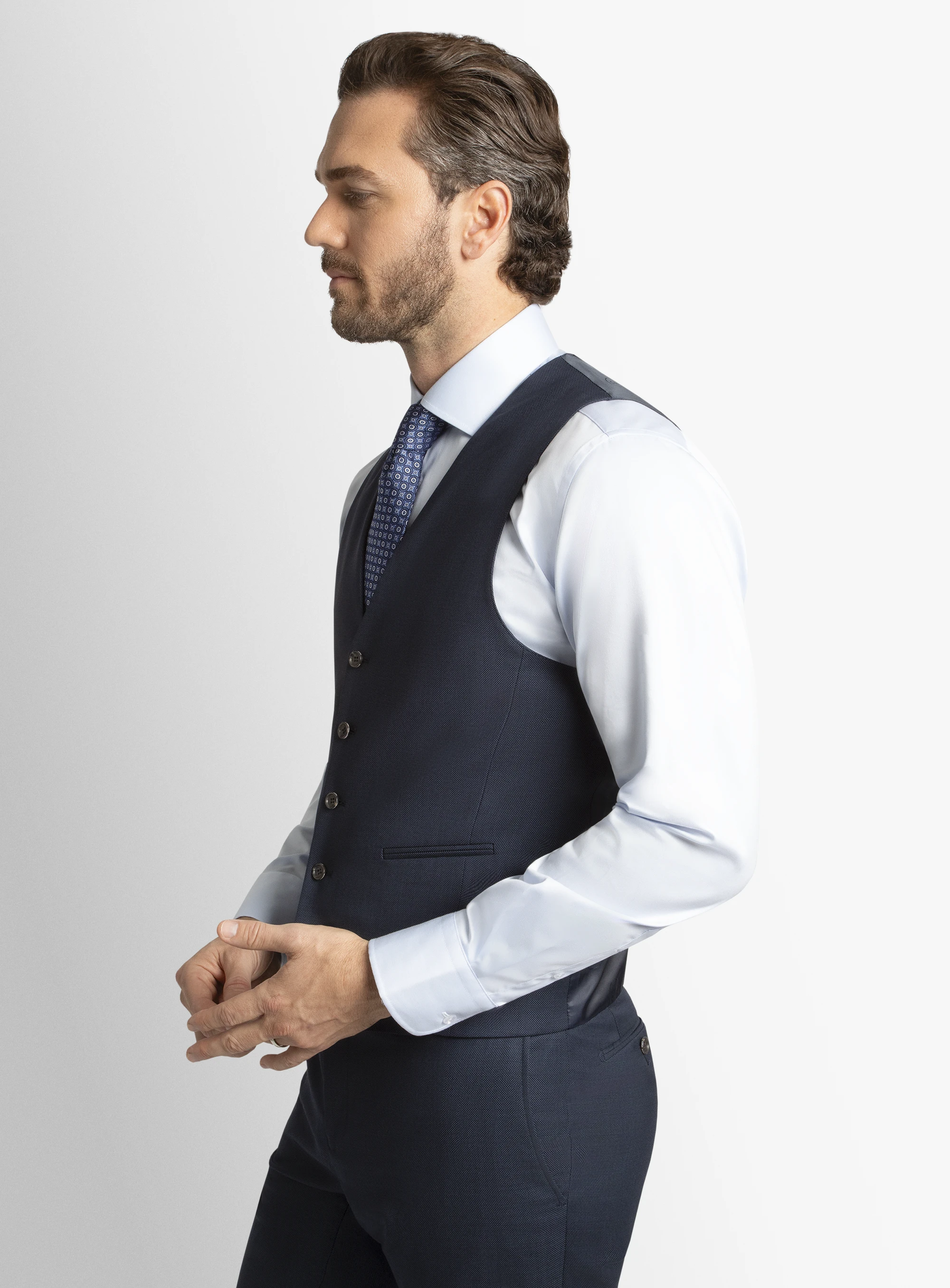 Cayman Navy Blue Birdseye Vest