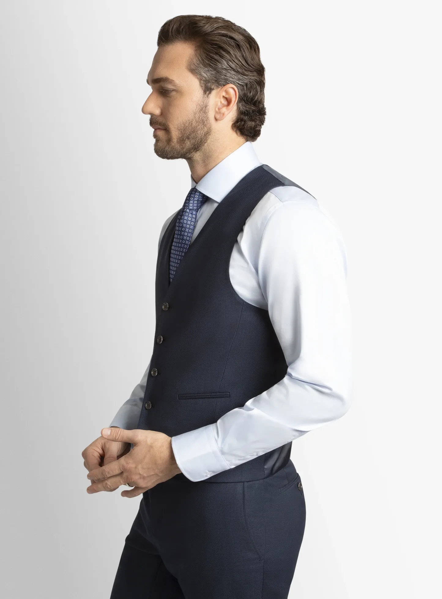Cayman Navy Blue Birdseye Vest