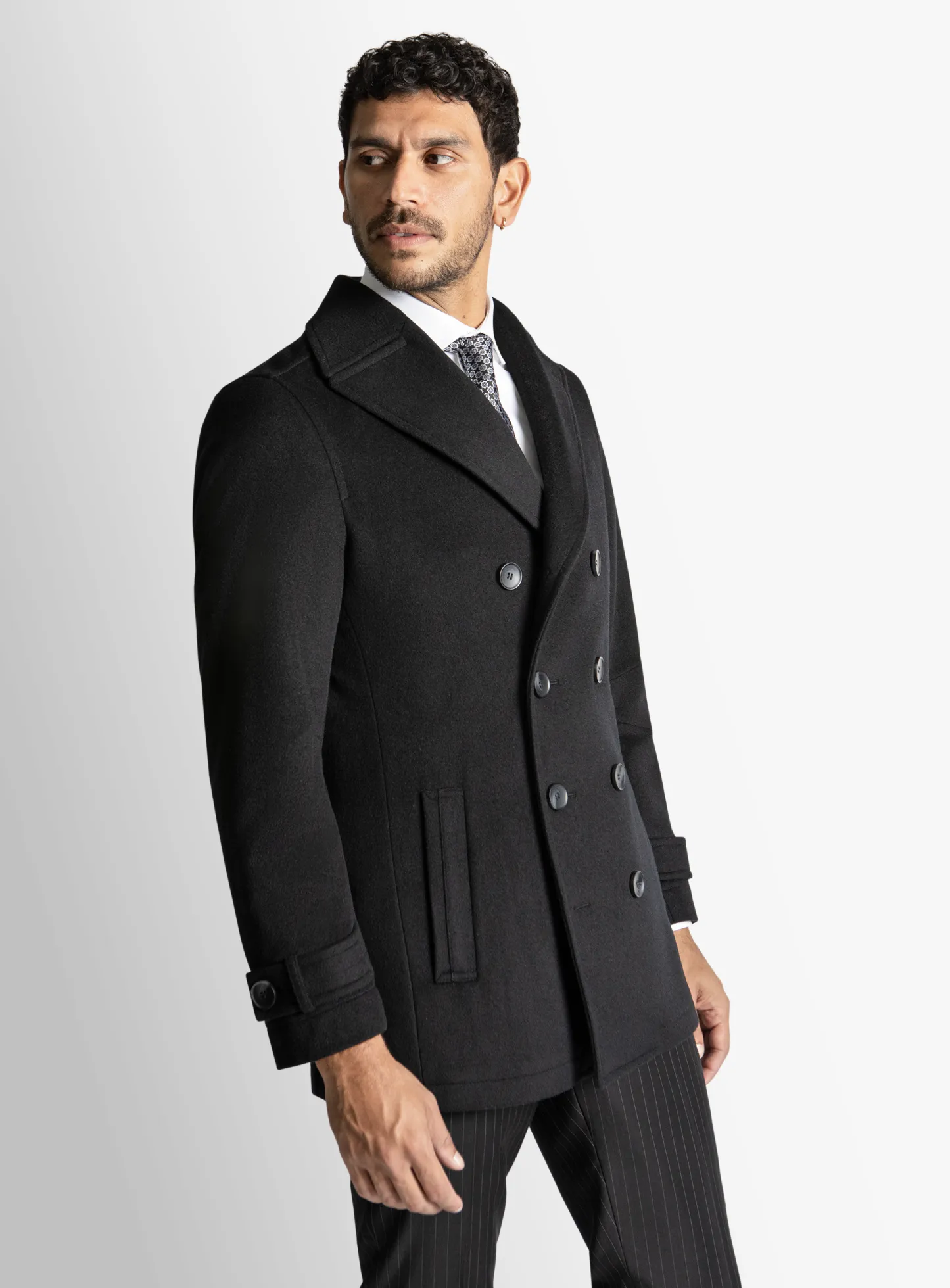 Bridge Yetian Cashmere Lined Black Double Breasted Jacket
