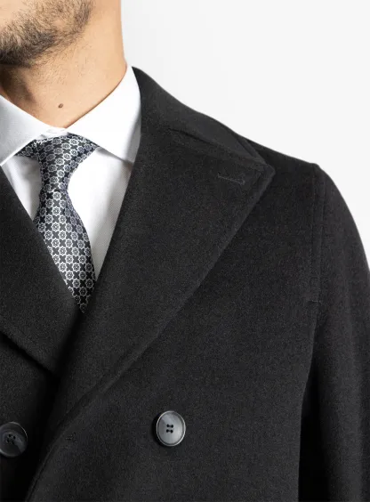 Bridge Yetian Cashmere Lined Black Double Breasted Jacket