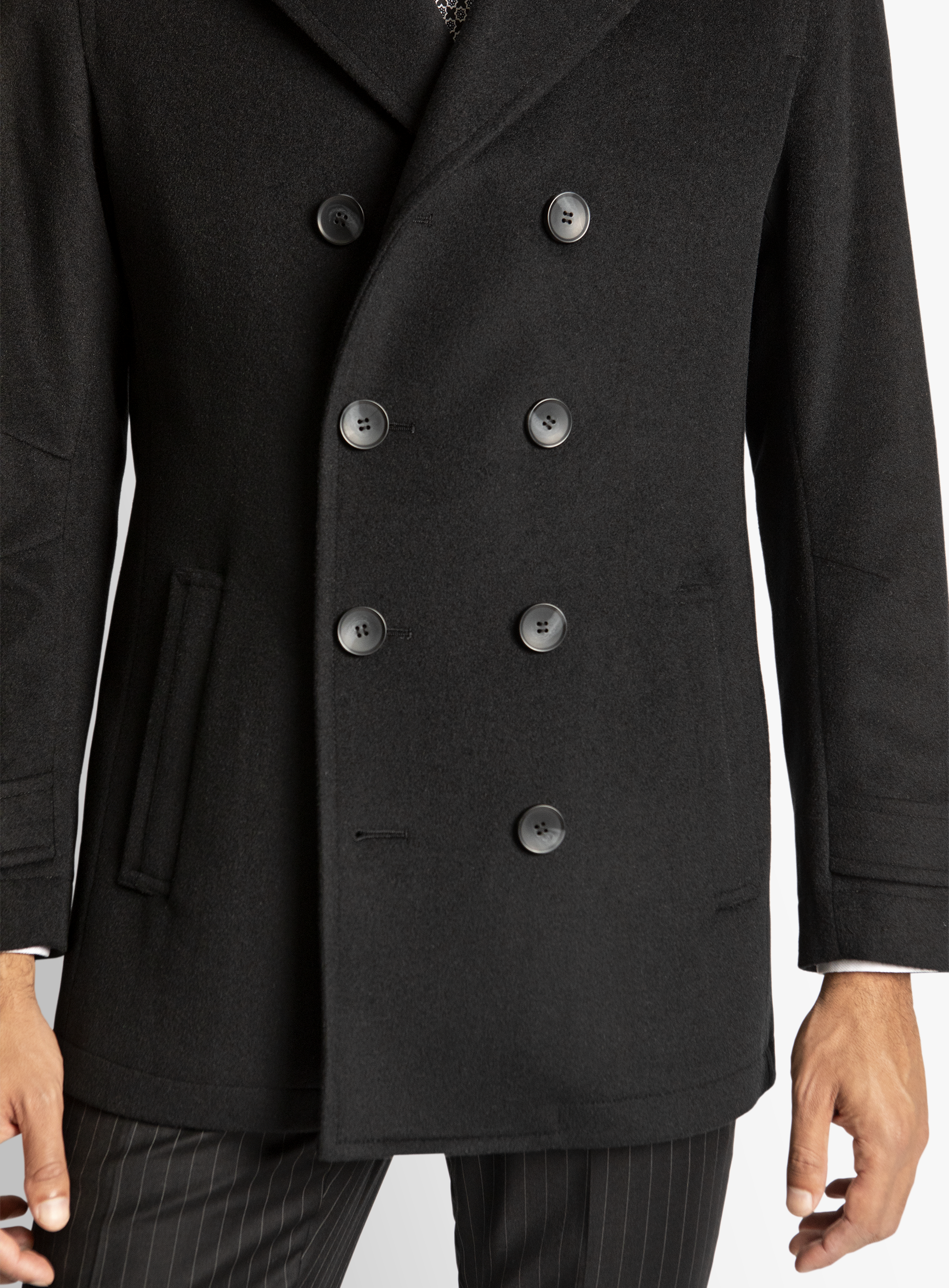 Bridge Yetian Cashmere Lined Black Double Breasted Jacket