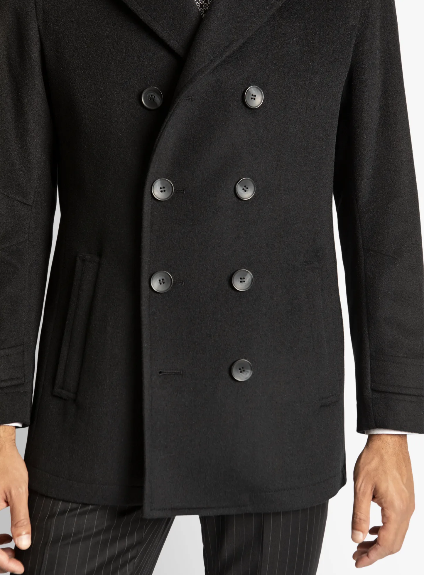 Bridge Yetian Cashmere Lined Black Double Breasted Jacket