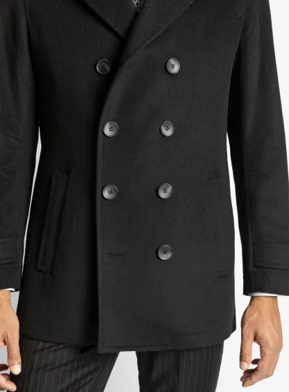 Bridge Yetian Cashmere Lined Black Double Breasted Jacket